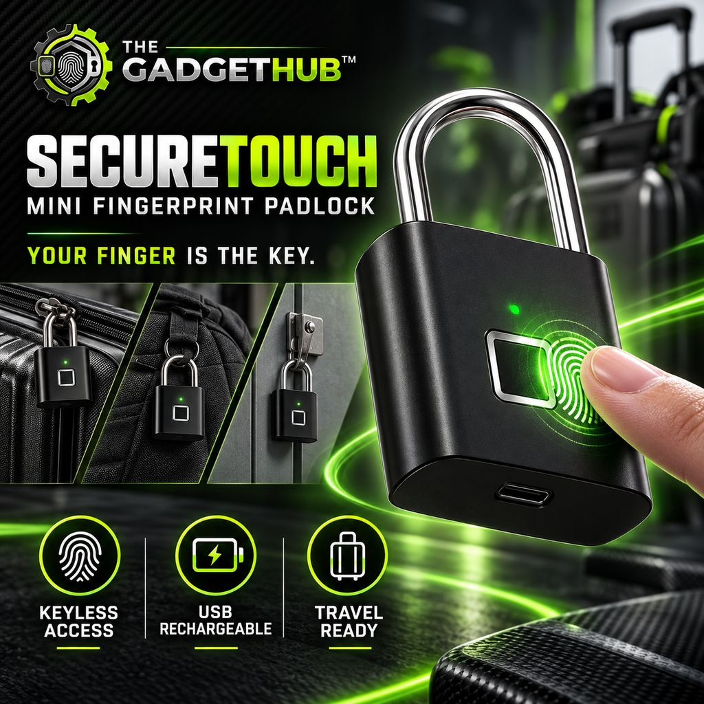 SecureTouch Mini Fingerprint Padlock - Keyless Access, USB Rechargeable, Travel Ready