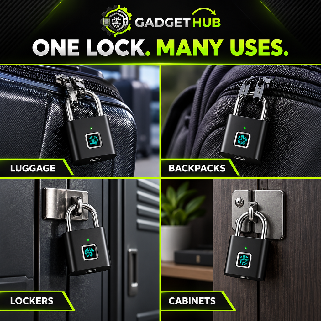 SecureTouch Padlock - One Lock Many Uses: Luggage, Backpacks, Lockers, Cabinets