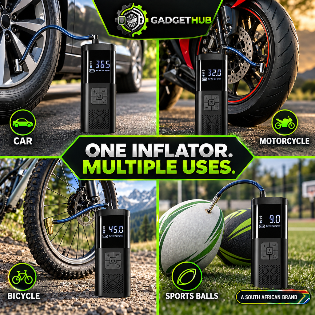 AirDrive 150 - One Inflator, Multiple Uses: Car, Motorcycle, Bicycle, Sports Balls
