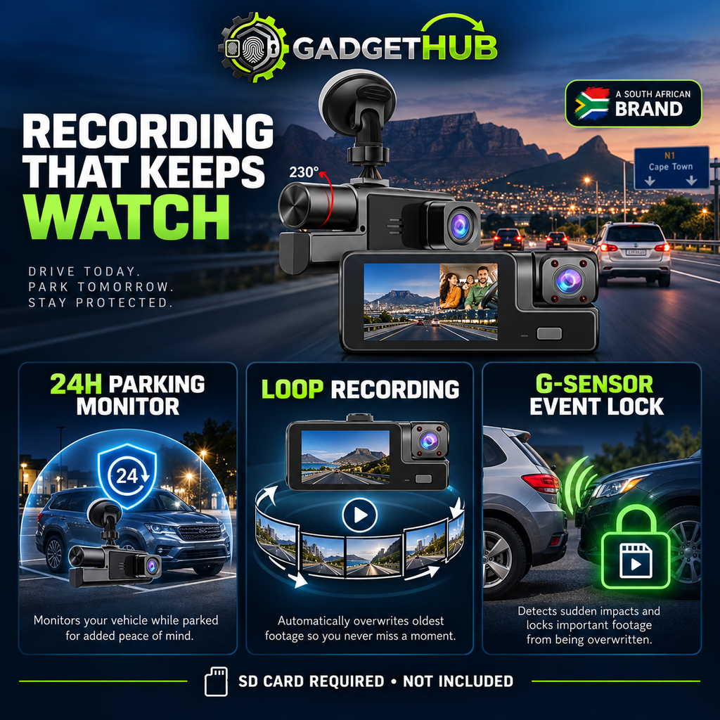 The Gadget Hub™ DriveGuard Duo Dual-Lens Dash Cam