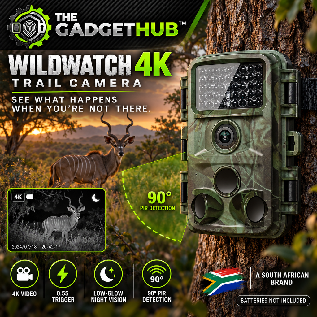 WildWatch 4K Trail Camera - 4K Video, 0.5s Trigger, Low-Glow Night Vision, 90° PIR Detection